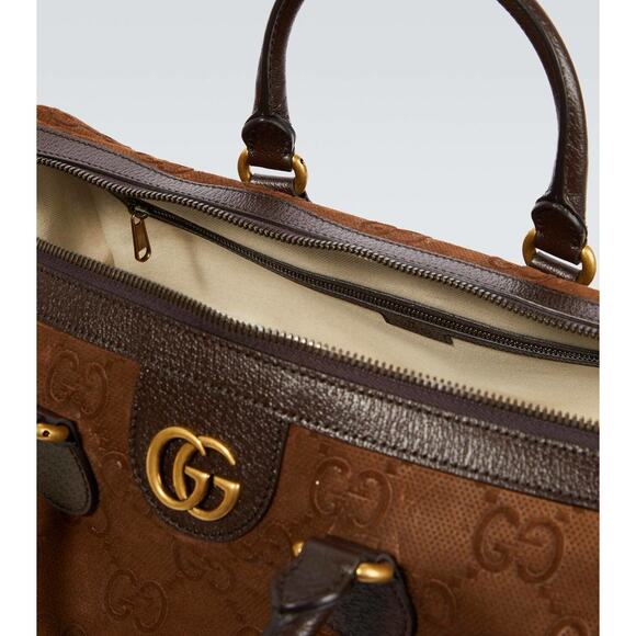 GUCCI LIMITED EDITION Gucci GG Suede Duffle Bag brown 19.7"W x 12.6"H x 10.6"D - Picture 3 of 9